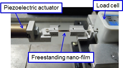 自立ナノ薄膜の疲労き裂進展試験 Fatigue crack propagation experiment of freestanding nano-films