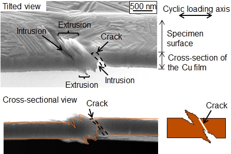 ナノコラム構造体に対する強度実験方法（チタン傾斜ナノコラム）Mechanical loading experiment for nanocolumn arrays (Ti oblique nanocolumn)